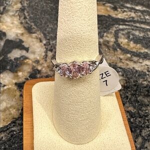 Elegant Silver and Pink Gemstone Ring